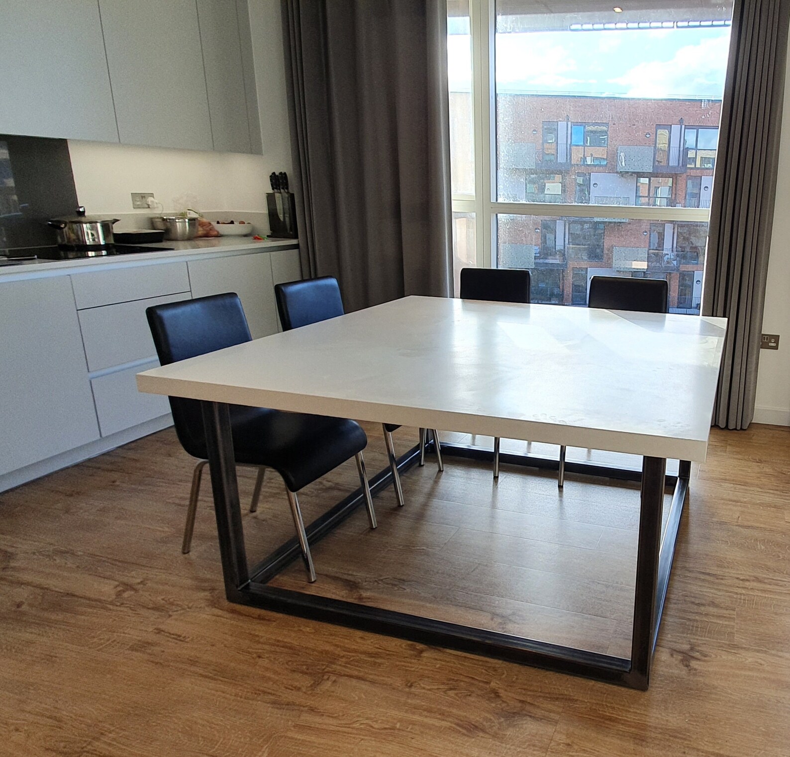 Square Concrete Dining Table With Steel Legs Classic Finish Etsy UK