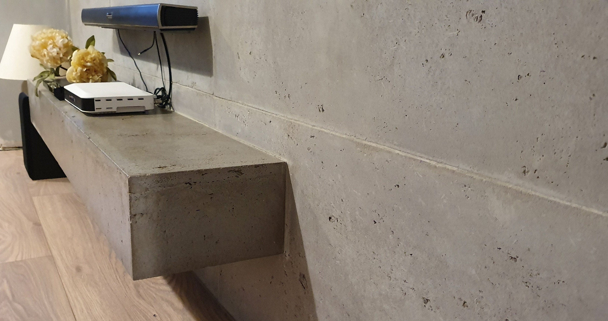 Concrete Floating TV Hanging TV Stand Unit Living Room