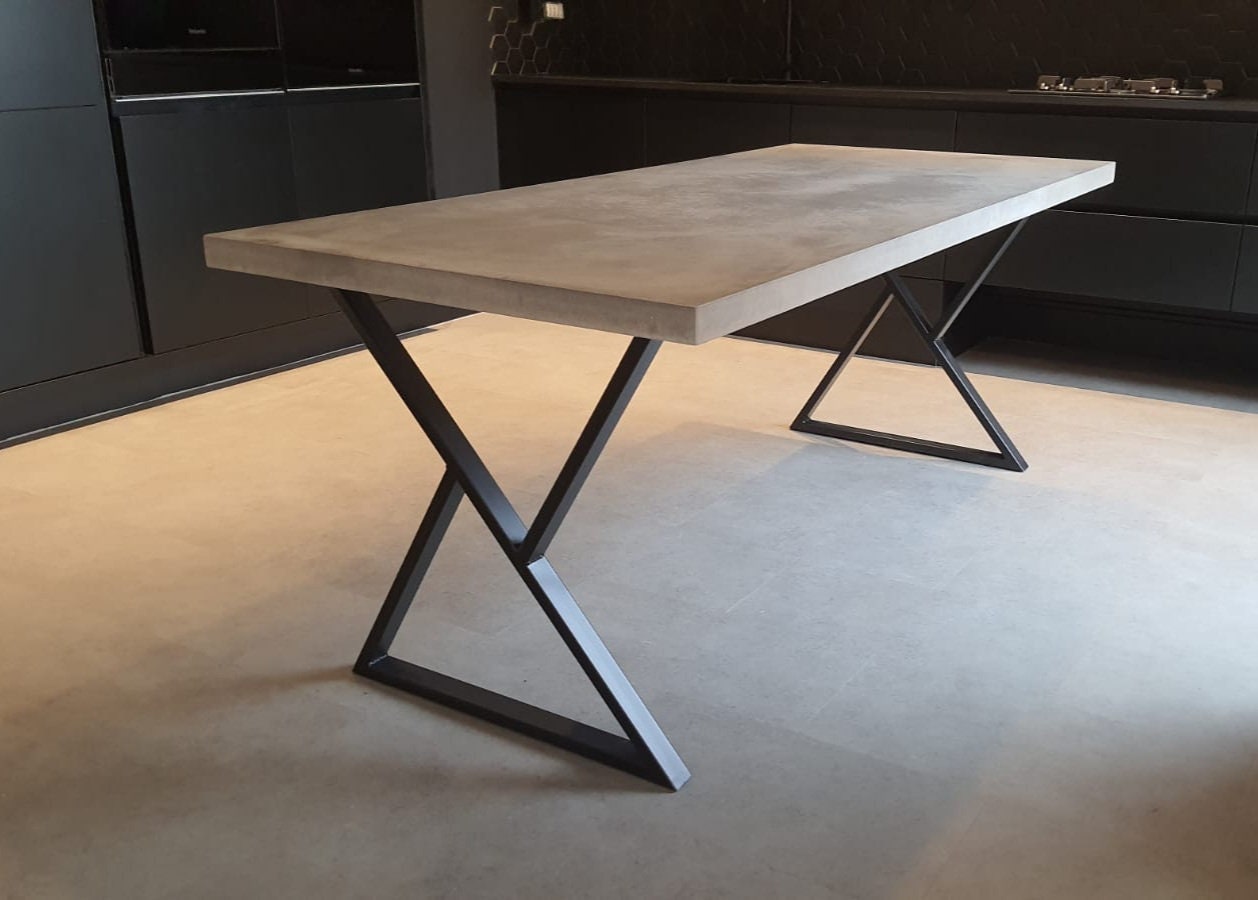 Stained Concrete dining table with steel legs / Custom sizes Etsy