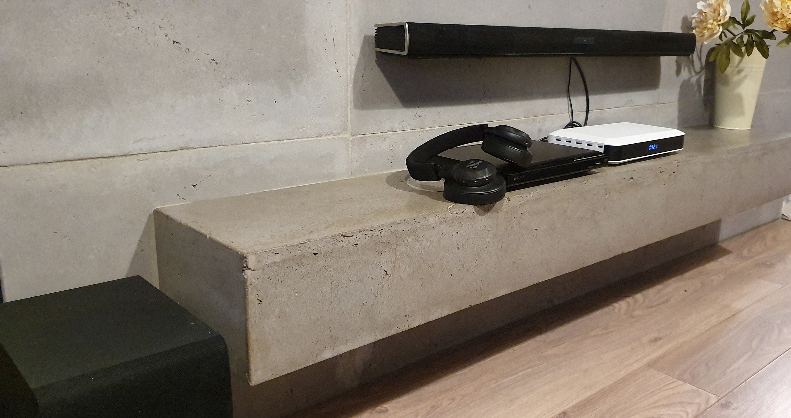 Concrete Floating TV Hanging TV Stand Unit Living Room