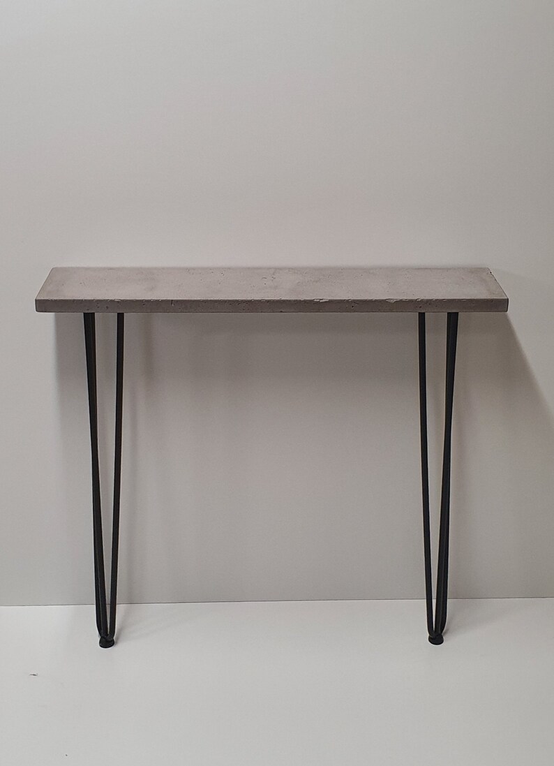 Concrete Console Table With Black Hairpin Legs Side Table Etsy