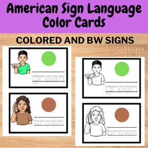 Sign Language Color Flashcards - ASL Color Flashcards - Speech Therapy Tool - Special Education Flashcards