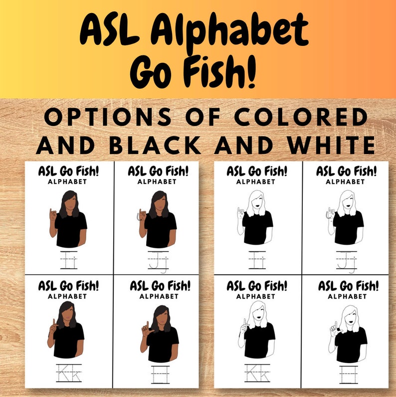 Sign language asl alphabet go fish game great for speech etsy