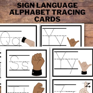 Sign Language Alphabet Tracing Flashcards, Preschool alphabet printables, ASL flashcards, Speech therapy tool, Special education activity