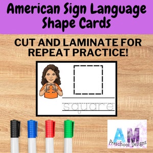 Sign Language Shapes Flashcards - ASL Shape Flashcards - Speech Therapy Tool - Special Education Flashcards