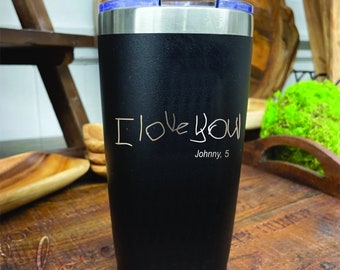 Mensaje escrito a mano - Edición de vaso