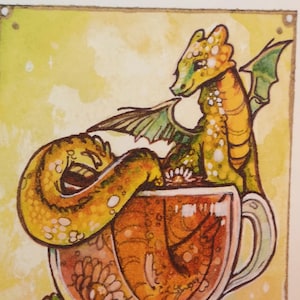 Impressions de cartes postales dragon tasse de thé