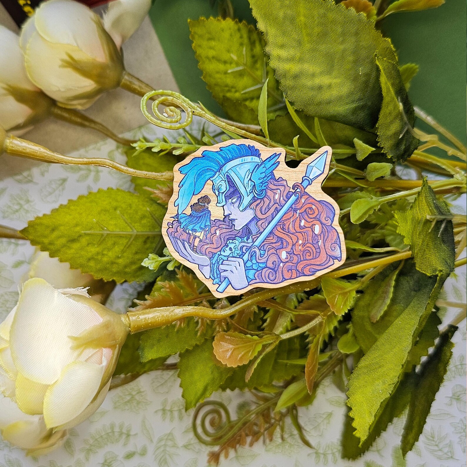 Athena the Goddess Pin - Wooden Pins- Musical- Odyssey - Sophiralou - Etsy