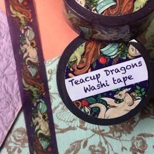Teacup Dragons Washi Tape- Fantasy washi tape- Dragon Washi tape, Planner and Journal tape