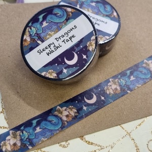 Sleepy dragons Teacup Dragons Washi Tape- Fantasy washi tape- Dragon Washi tape, Planner and Journal tape