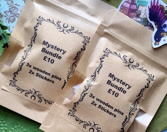 Mystery pin bundle -mysterybox - Wooden Pins- cottagecore- Sophiralou