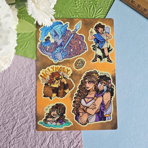 Odysseus Family Sticker Sheet - EPIC the Musical - A6 Glossy Vinyl