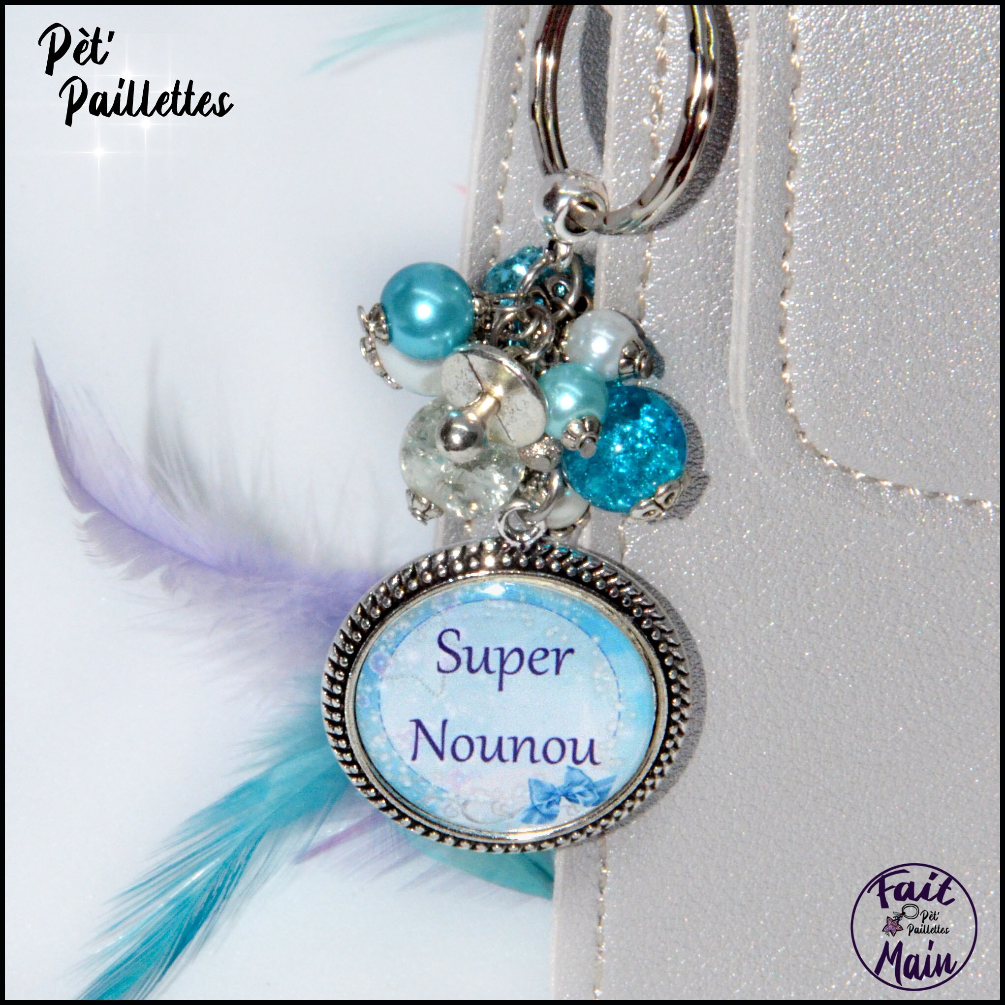 Key Rings Nanny Gift Idea for Nanny, Super Nanny Message Key Ring With Glass Beads and ...