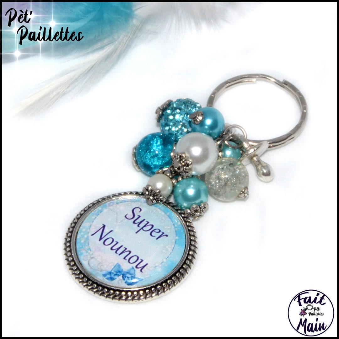 Key Rings Nanny Gift Idea for Nanny, Super Nanny Message Key Ring With Glass Beads and ...