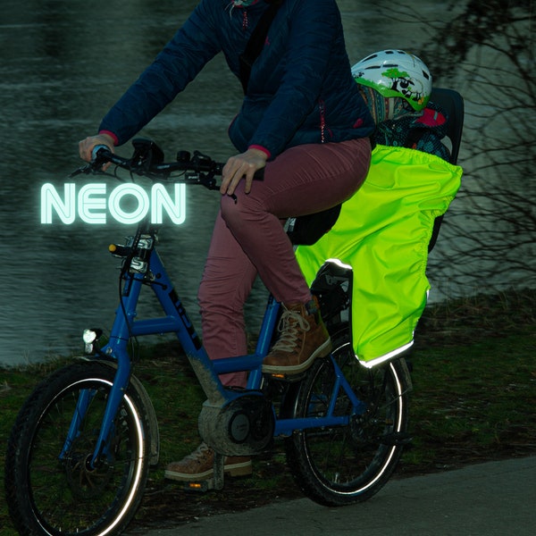 Regenschutz Kindersitz Fahrrad / Fahrradkindersitz Regenschutz / Fahrradzubehör Kinder // Geschenk 2.Geburtstag ~ "Snugly" NEON