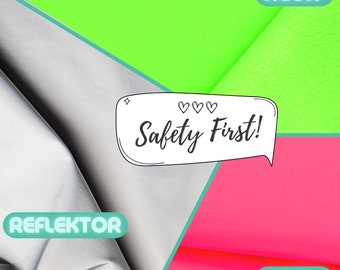Softshell fabric reflective // Softshell reflective sold by the meter // Safety thanks to neon reflector fabric // Perfect for sewing bags!