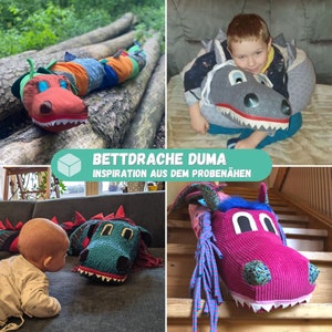 Sewing pattern bed snake yourself, sewing baby nest, birthday gift child 2 years Duma the bed dragon image 4