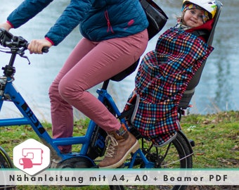 Schnittmuster: Fahrradsitz Kindersitz Schutz, Beinwärmer für den Fahrradsitz - Regenschutz Kinderfahrradsitz Geschenke für Radfahrer nähen