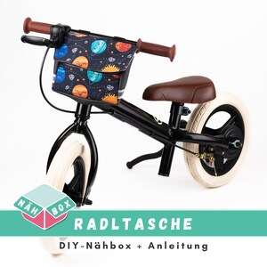Cuci una borsa da manubrio con un kit da cucito con tessuto e istruzioni // Cuci la tua borsa da bici // Pacchetto di tessuto con modello per borsa da manubrio per bambini