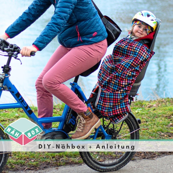 DIY-Nähset mit Stoff und Anleitung für den Kinder Fahrradsitz Beinwärmer, Softshell Fußsack// Nähset für Anfänger // Fahrradzubehör Kinder