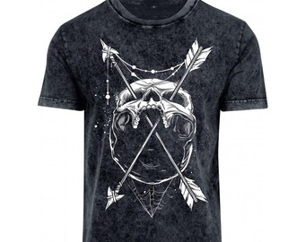 Skull arrows acid wash tshirt