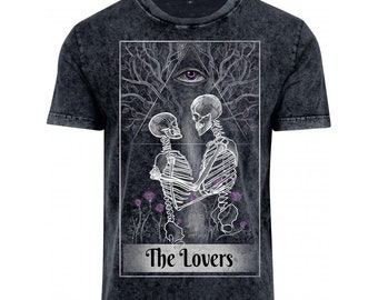 The Lovers tarot card acid wash tshirt