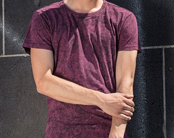 Berry black acid wash distressed tshirt