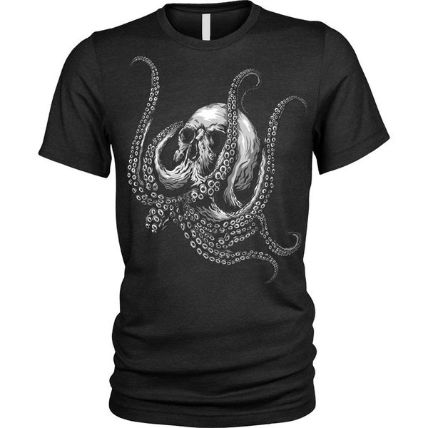 Cthulhu Skull T-Shirt pieuvre horreur gothique calmar goth Mens Womens