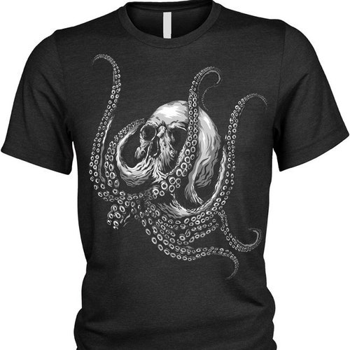 Cthulhu Skull T-shirt Octopus Horror Gothic Squid Goth Mens | Etsy