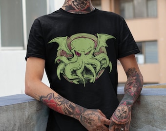 Cthulhu T-Shirt octopus horror gothic squid goth Mens unisex