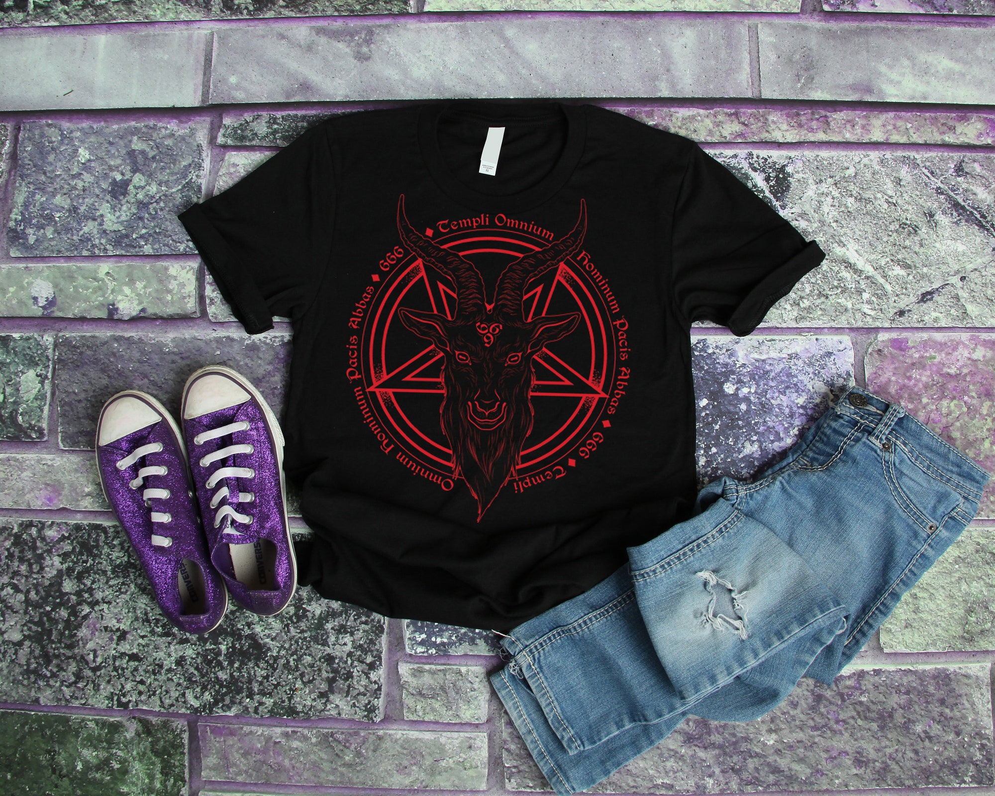 Baphomet Symbol T-Shirt Ladies Womens Satanic gothic top