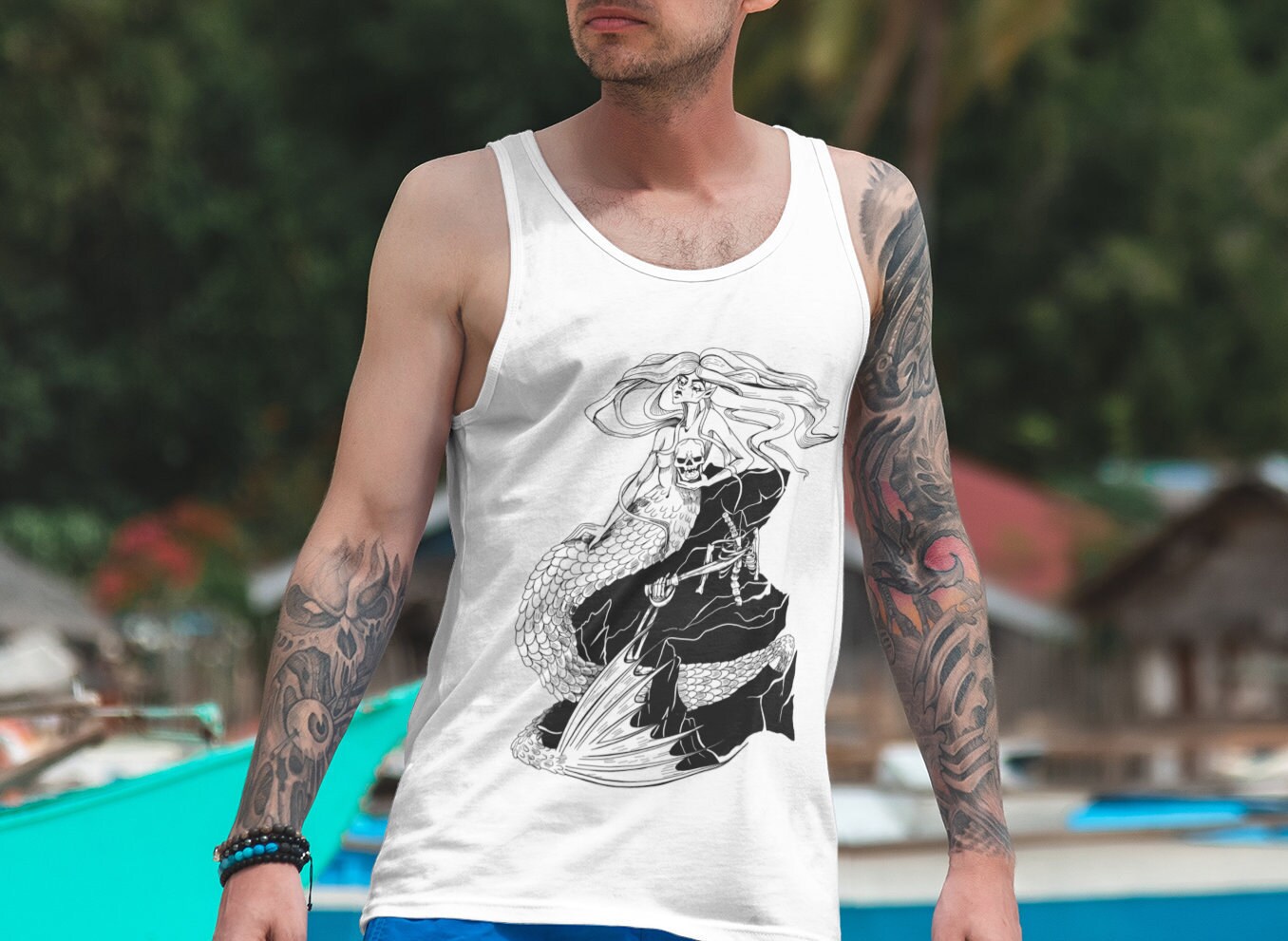Image of Mermaid & Bones Mens Tank Vest Top