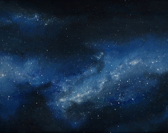 Pintura acrílica espacial sobre lienzo / Pintura de arte mural del espacio exterior de nebulosa // Decoración de galaxias