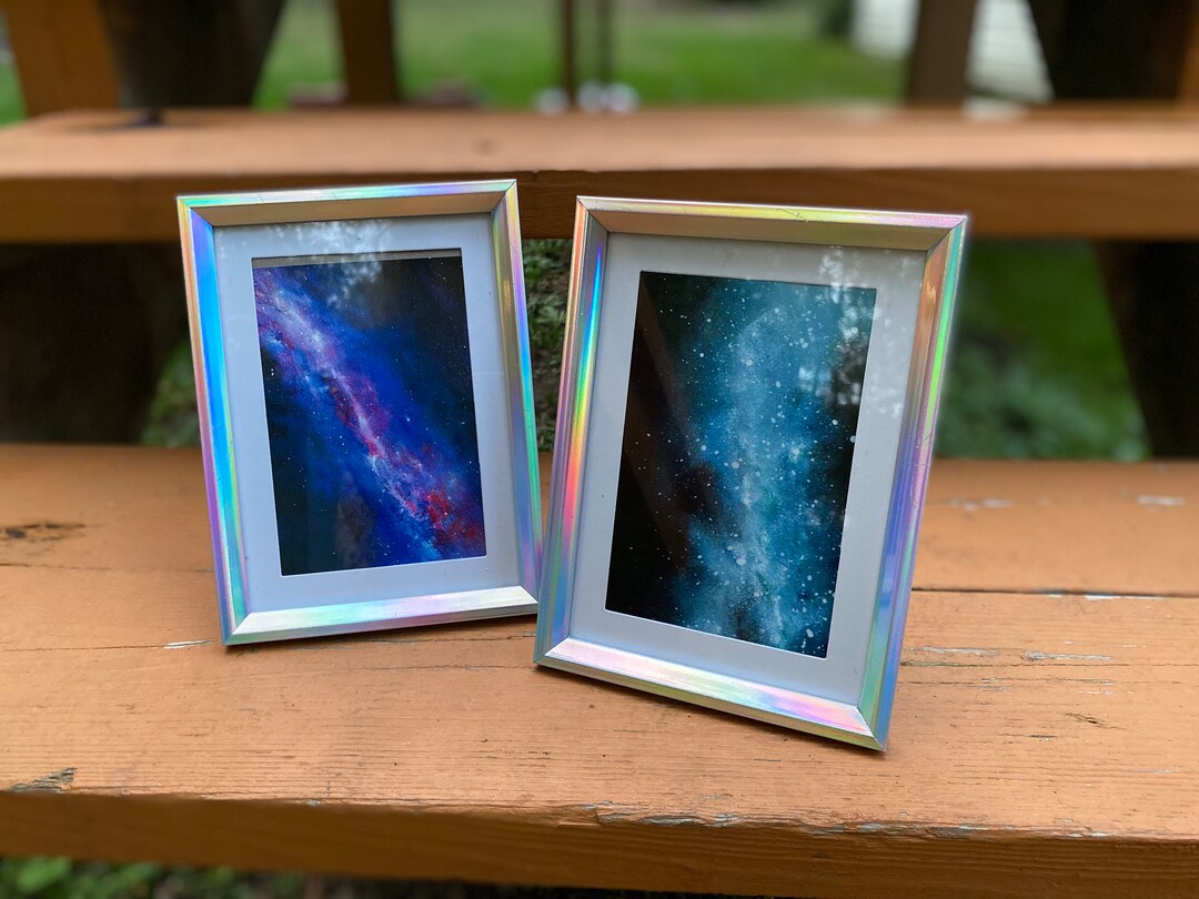 Space Painting Art Print in Rainbow Iridescent Frame // Framed Art ...