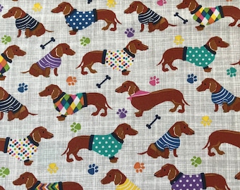 1//2 Yard X 44 Pink /& Blue Dachshund Dogs on Black Cotton Fabric 1//2 Yard Great for Quilting, Sewing, Craft Projects, Quilt, Throw Pillows, Dog Bandana /& More