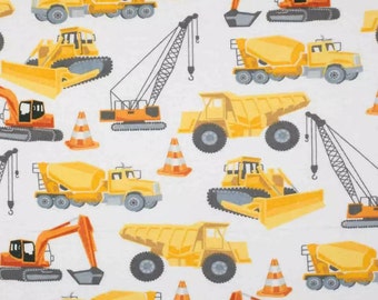 Construction Truck Dozer Toss Cotton Fabric Wilmington Detour Ahead By The Yard