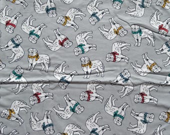 Dogs Wearing Scarfs/Scarves on Gray 100% Cotton Flannel Fabric (Fabric By the yard) Dog Print Last of this Fabric