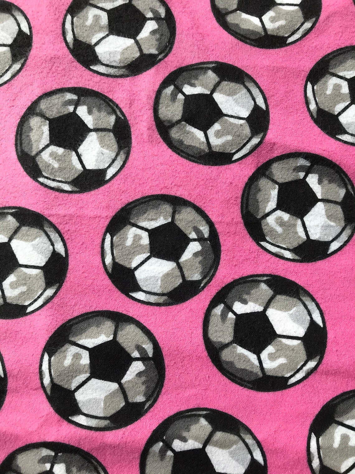 Camo Soccer Balls on Pink Sports 100 Cotton Flannel Fabric Etsy