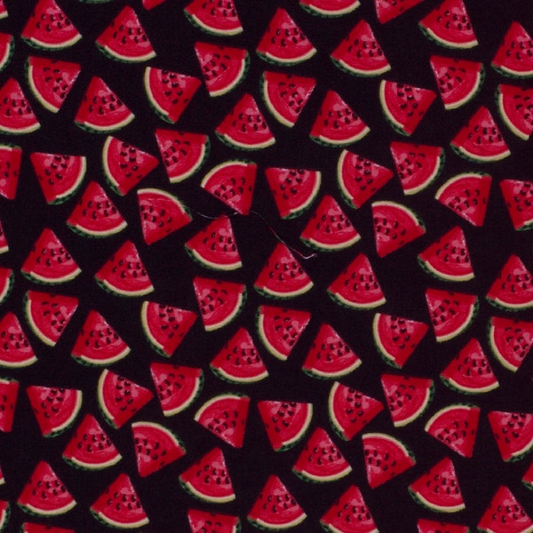 Watermelon Slices on Black Fruit Slice Watermelons 100% Cotton Novelty Fabric (Fabric sold by the yard)