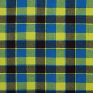 Blue & Green Blackwatch Plaid 100% Cotton Flannel Fabric (Fabric sold by the yard)