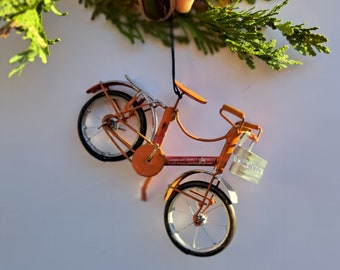 Small Bicycle Ornament, Tin can bicycle, Recycled, Upcycled, Office art, Shelf Art, Christmas Tree Ornament, Personalizable, Personalized