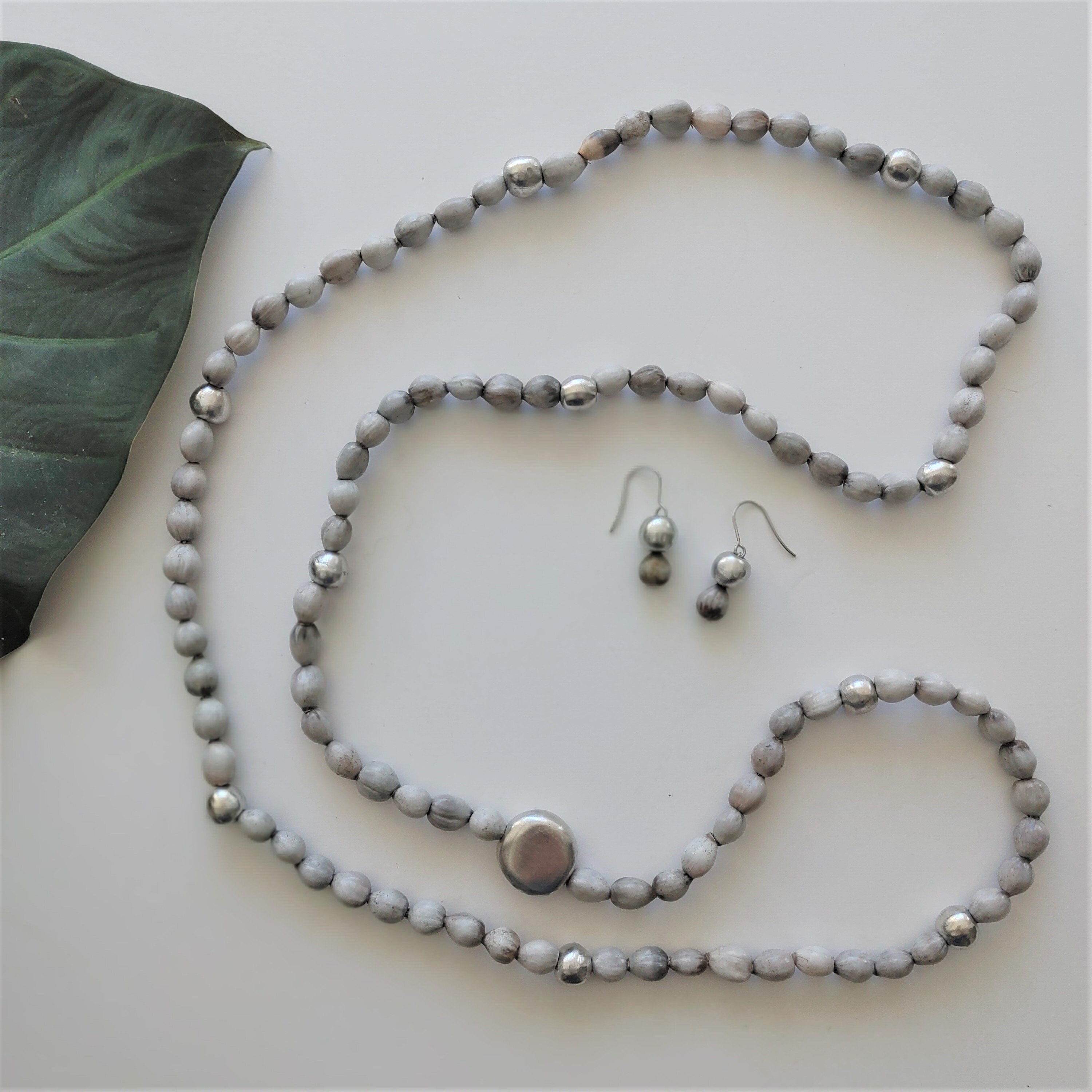 Job's Tears Necklace accented with Aluminum Beads hand Etsy