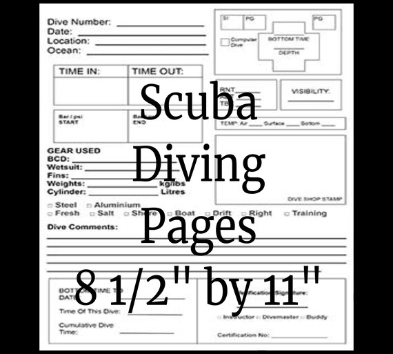 Scuba Diving Log PDF Printable Notes Planner Pages Notebook Etsy