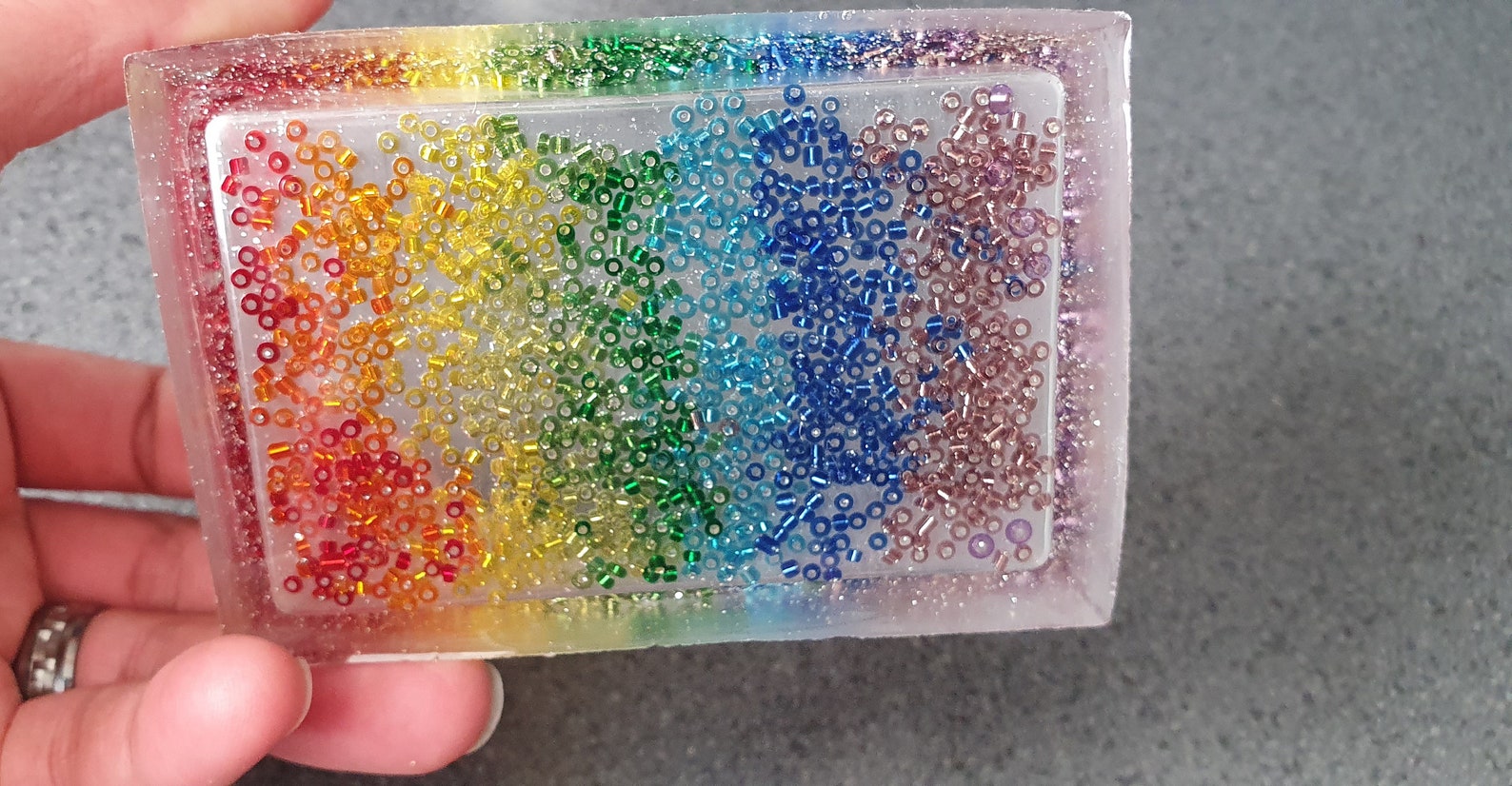 Rainbow Fused Glass Beads Silver Glitter Frosted Stationery Etsy