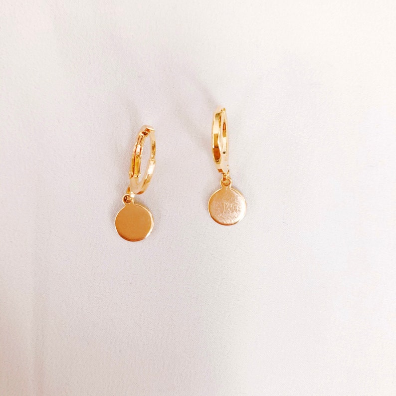 Gold Plated 24 Carat Hoop Earrings With Pendants / Earring With Pendant Circle / Pendant