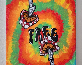 Tie-Dye with Mushrooms, Acrylic Painting