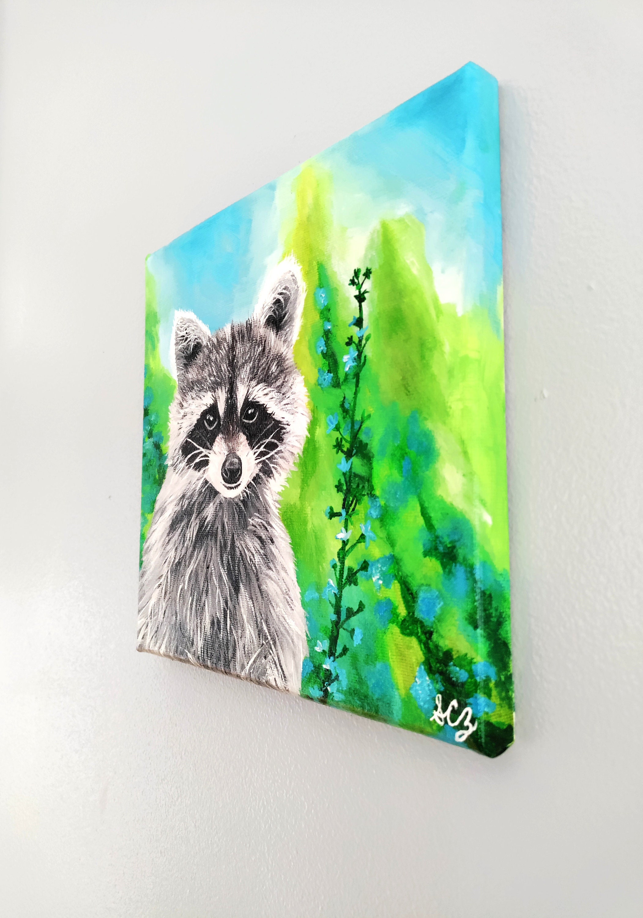 Original, Hand-painted Acrylic 8x8 Inch Raccoon Painting - Etsy