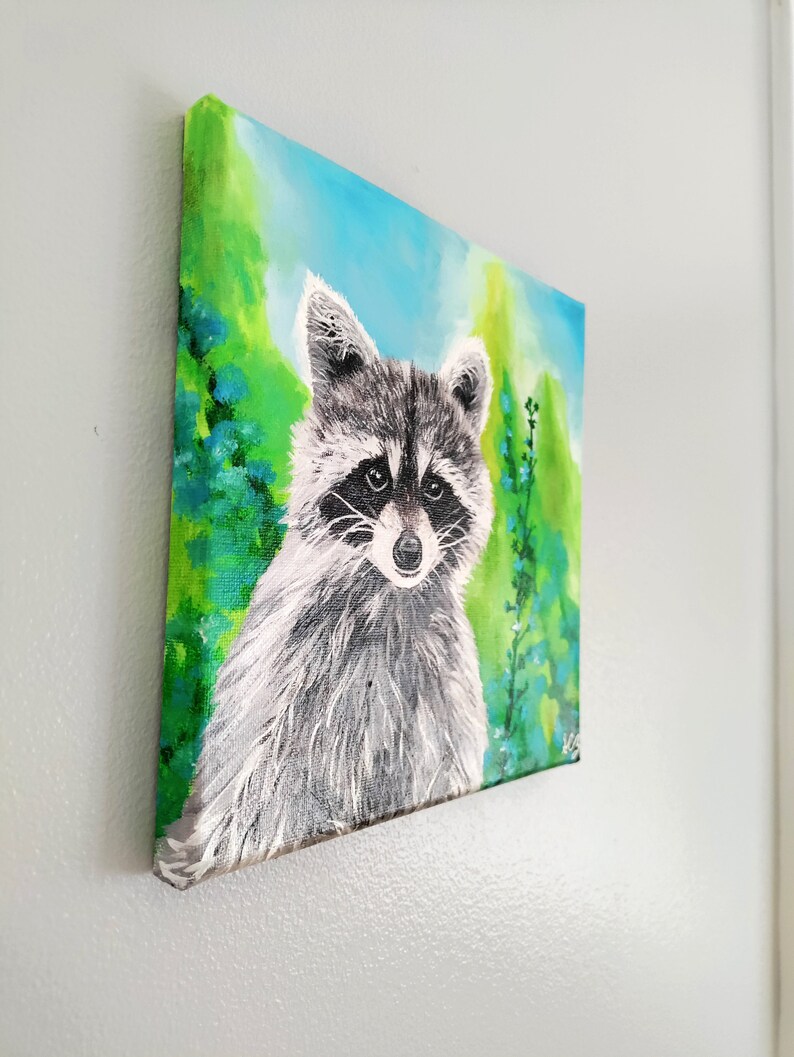 Original, Hand-painted Acrylic 8x8 Inch Raccoon Painting - Etsy