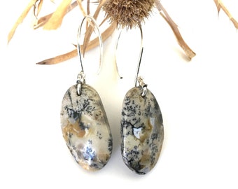 Amethyst Sage Chalcedony Gemstone Earrings: Sterling Silver Ear Wires