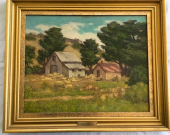 A.Harold Knott Original Oil Painting: 1930s California Landscape, Framed